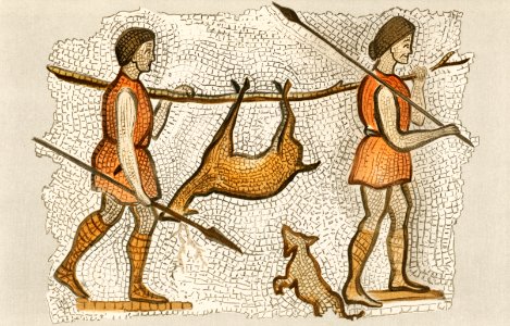 A mosaic illustration of hunter gatherers taken from William MacKenzie’s National Encyclopaedia (1891). Digitally enhanced from our own original plate.. Free illustration for personal and commercial use.
