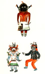 Hopi Katcinas - Piokot Turkwinu Turkwinu Mana (1895) drawn by the native people from the book of Jesse Walter Fewkes (1850–1930). Digitally enhanced from the original plate.