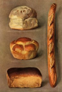 The Grocer's Encyclopedia (1911), a vintage collection of various types of baked bread loaves. Digitally enhanced from our own original plate.