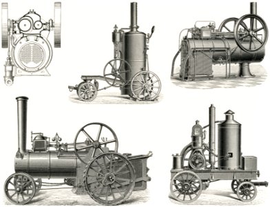 Lokomobilen 2 (1894), a beautifully detailed design of an engine train and its compartments. Digitally enhanced from the original plate.. Free illustration for personal and commercial use.