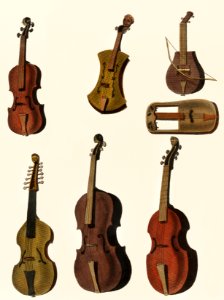 A collection of antique violin, viola, cello and more from Encyclopedia Londinensis; or Universal Dictionary of Arts, Sciences and Literature (1810). Digitally enhanced from our own original plate.