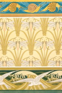 Escargots, bordure. Libellule et roseaux, papier peint. Mouettes, bordure from L'animal dans la décoration (1897) illustrated by Maurice Pillard Verneuil.Original from the The New York Public Library.. Free illustration for personal and commercial use.