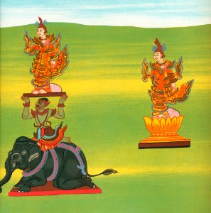 3. Royal sister (Hnamádawgyí nat) and 4. Shwe Nabé nat (also called Naga Medaw) from The thirty-seven nats : a phase of spirit worship prevailing in Burma (1906) by William Griggs (1832-1911).. Free illustration for personal and commercial use.