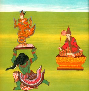 5. Beautiful in Three Ways (Thónban Hla nat) and 6. Minkhaung II of Taungoo (Taung-ngú Mingaung nat) from The thirty-seven nats : a phase of spirit worship prevailing in Burma (1906) by William Griggs (1832-1911).. Free illustration for personal and commercial use.