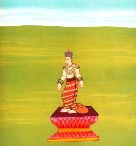 37. Little Lady with the Flute (Shin-nèmí nat) from The thirty-seven nats : a phase of spirit worship prevailing in Burma (1906) by William Griggs (1832-1911).. Free illustration for personal and commercial use.