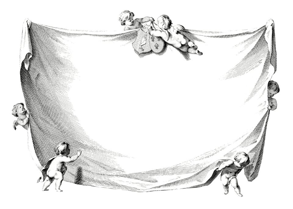 Canvas from Zes putti tonen een doek met tekst (1759) by Cornelis Ploos van Amstel.