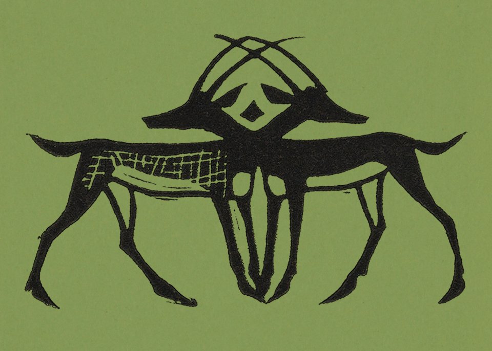 Two antelopes (1892) print in high resolution by Gerrit Willem Dijsselhof.