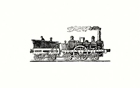 Vintage steam train illustration.