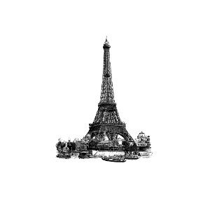 Vintage European style Eiffel Tower engraving.