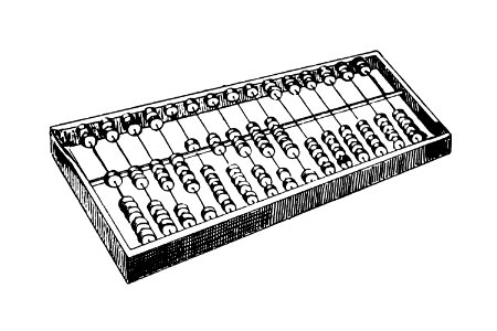 Vintage European style abacus engraving from New York's Chinatown. A historical presentation of its people and places by Louis J. Beck (1898).