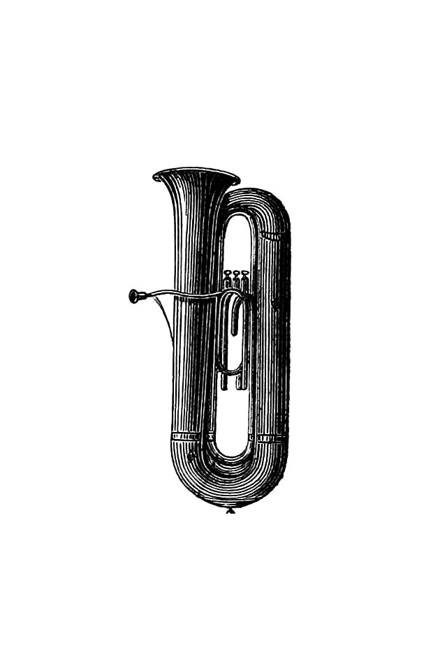 Vintage European style trumpet engraving.