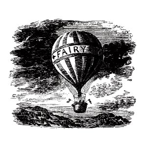 Vintage hot air balloon illustration from Fairy Mary's Dream by A.F.L (1870).