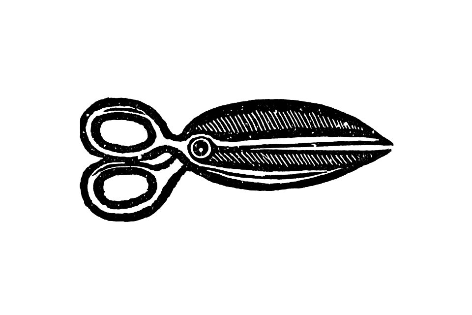 Vintage European style scissors illustration from Real Sailor-Songs by John Antiquary Ashton (1891). . Free illustration for personal and commercial use.