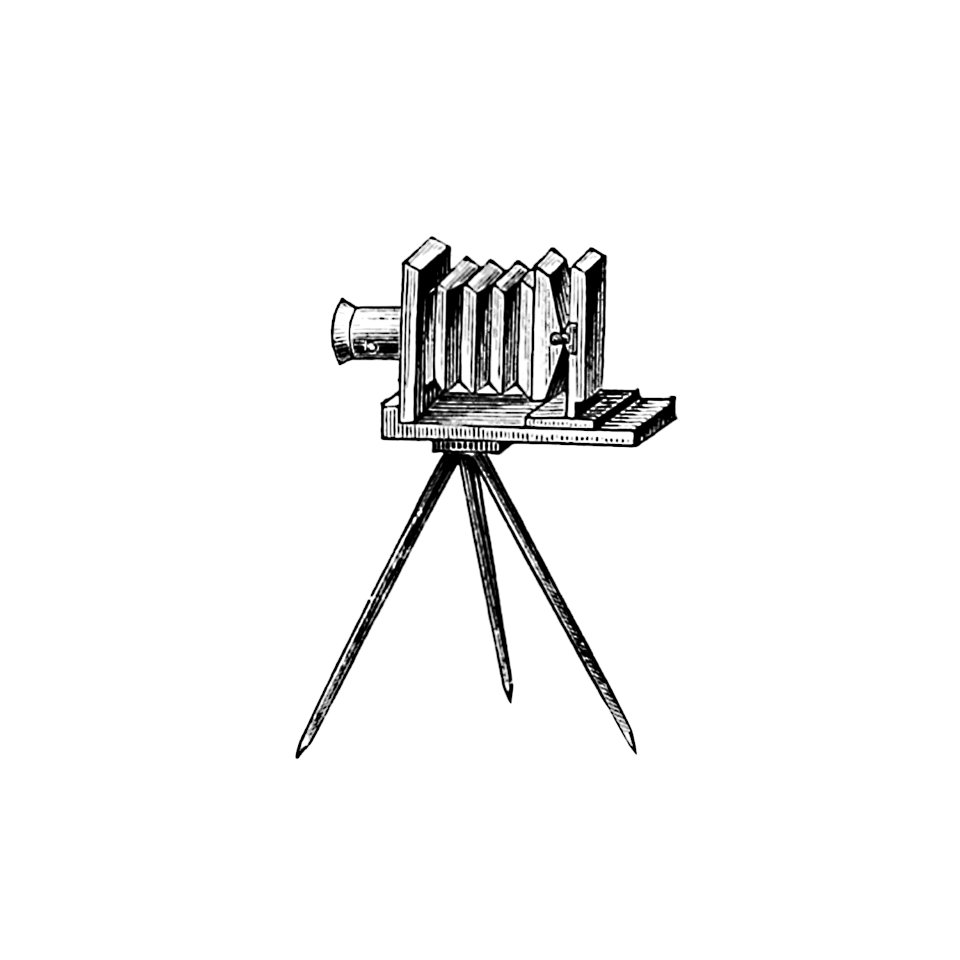 Vintage Victorian style film slide camera engraving.