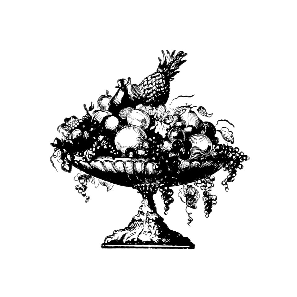 Vintage European style fruit stand illustration from Springfield and Clark County, An Illustrated History by William A. Kinnison (1881).. Free illustration for personal and commercial use.