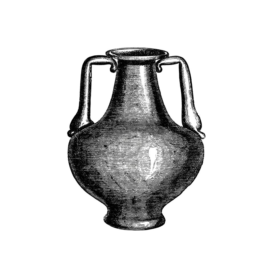 Vintage European style vase illustration from The Official Guide to the Norwich Castle Museum, with an account of its origin and progress by Thomas Southwell (1896).