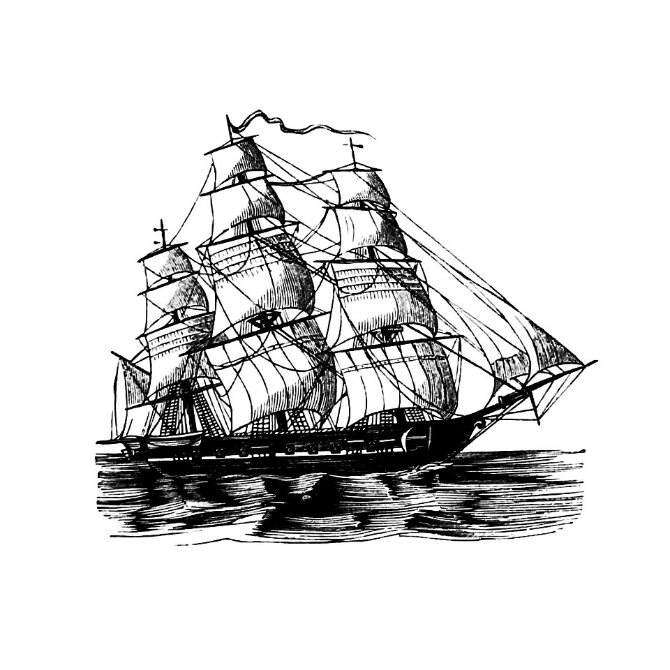 Vintage European style ship illustration from The Young Voyager by Michel Möring (1853).