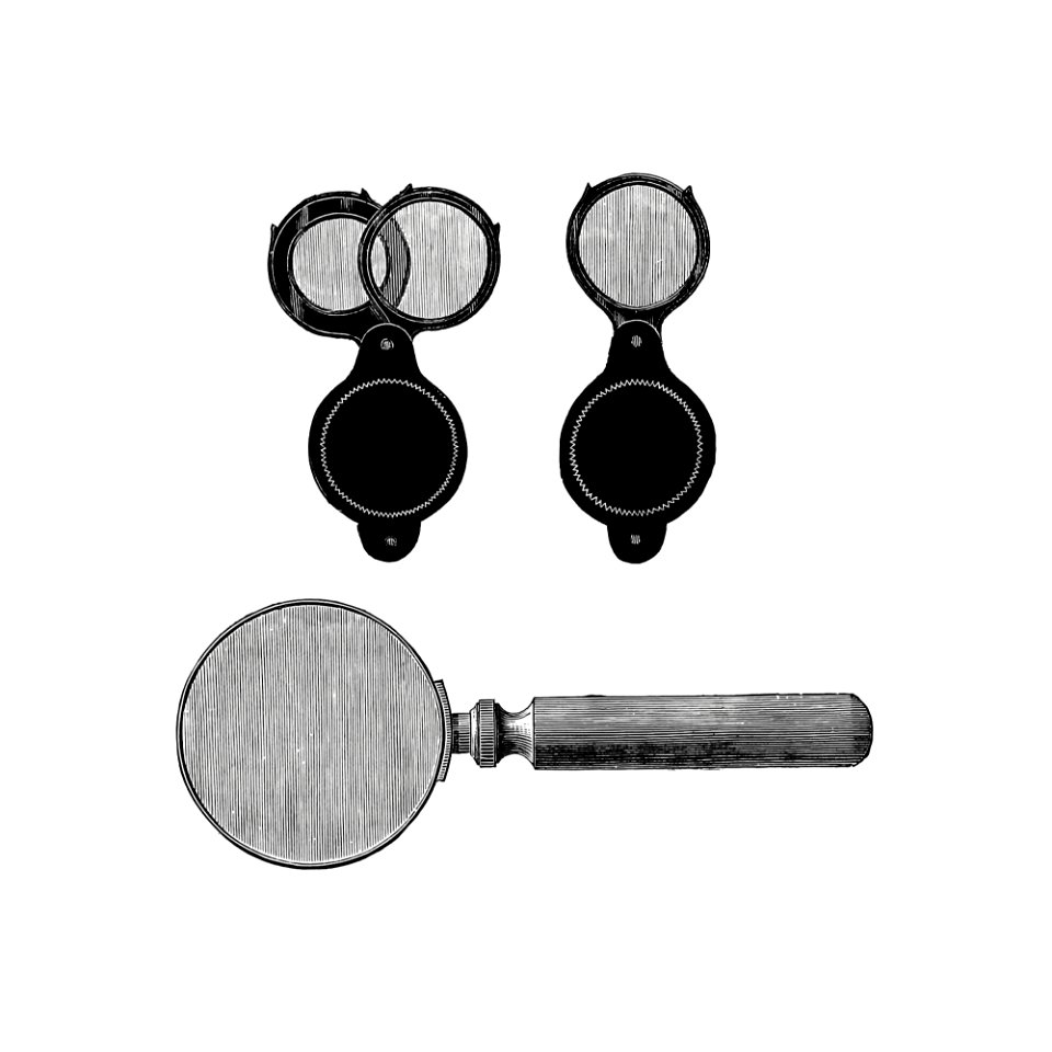 Vintage European style magnifying set illustration.. Free illustration for personal and commercial use.