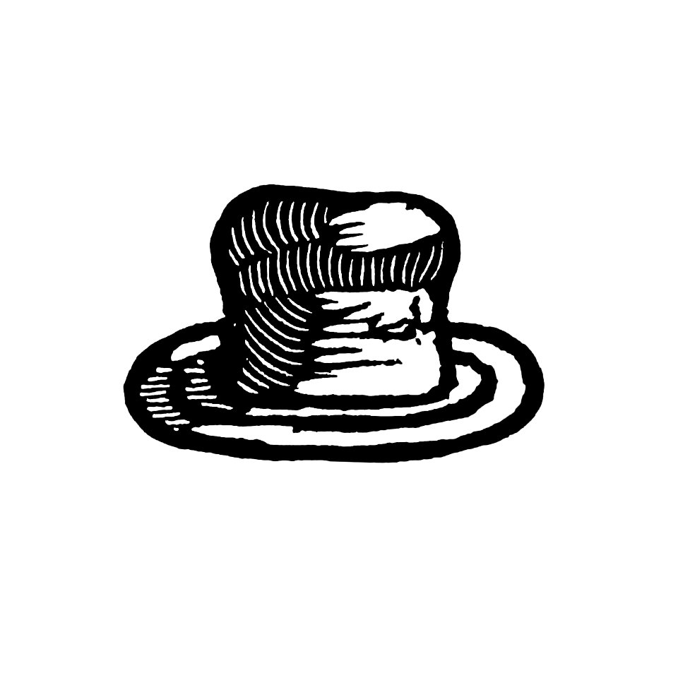 Vintage Victorian style top hat engraving.