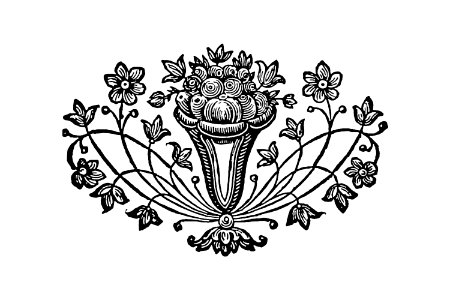 Vintage Victorian style flowers in a vase engraving.. Free illustration for personal and commercial use.