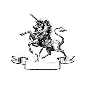 Vintage Victorian style unicorn engraving.