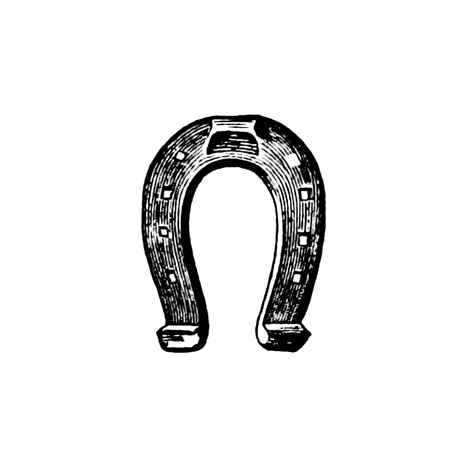 Vintage Victorian style horseshoe engraving.
