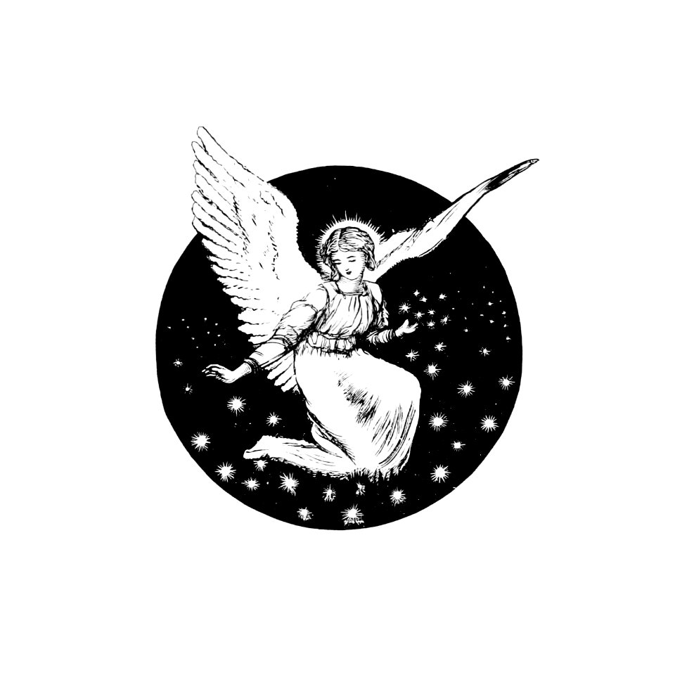Vintage Victorian style angel engraving.