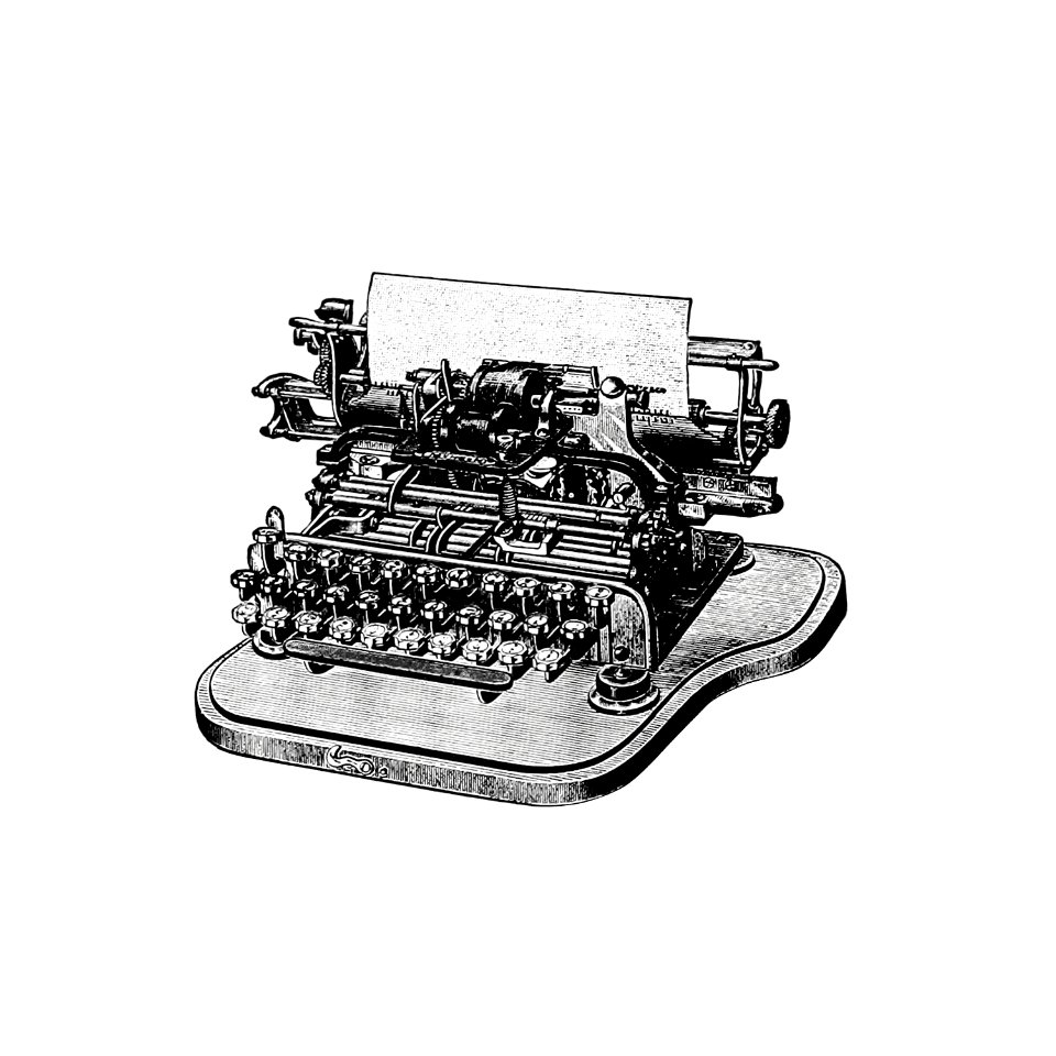 Vintage Victorian style retro typewriter engraving.