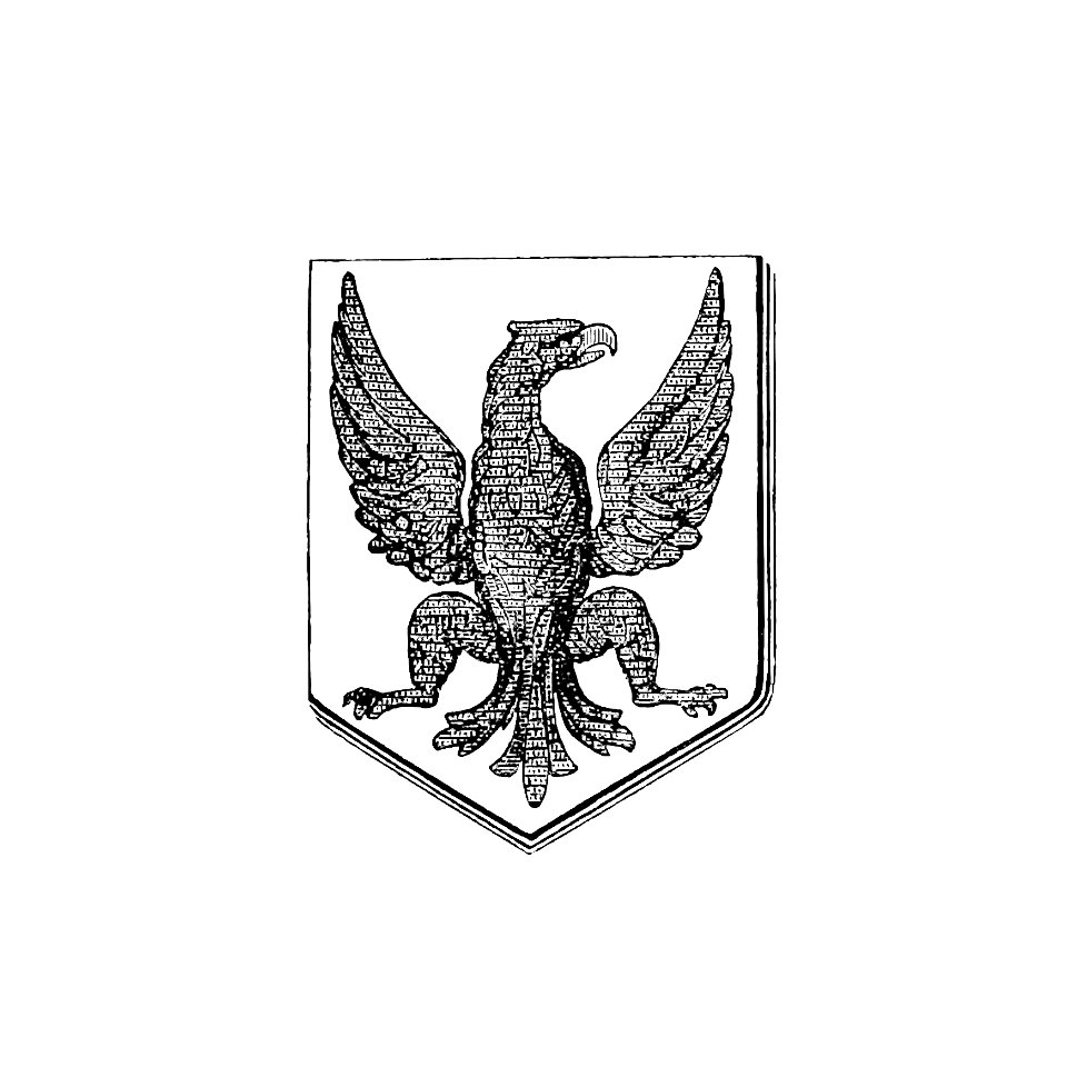 Bird in a shield, heraldic design from the book The Scots in France, the French in Scotland published by Trübner & Cie (1862).