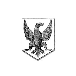 Bird in a shield, heraldic design from the book The Scots in France, the French in Scotland published by Trübner & Cie (1862).