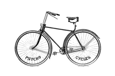 Psycho cycles bicycle from Where to Buy at Paignton. An Illustrated Local Trades' Review, by the Editor of the Agent's Guide with Illustrations of the West of England published by Robinson, Son and Pike (1891).. Free illustration for personal and commercial use.