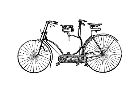 Tandem bicycle from Devia Hibernia, The Road and Route Guide for Ireland of the Royal Irish Constabulary. Compiled and edited by G.A de M.E. Dagg published by Hodges, Figgis & Co. (1893).. Free illustration for personal and commercial use.