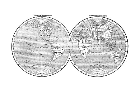 World map from A System of Geography, for the use of Schools (1860) published by Sidney Edwards Morse.. Free illustration for personal and commercial use.