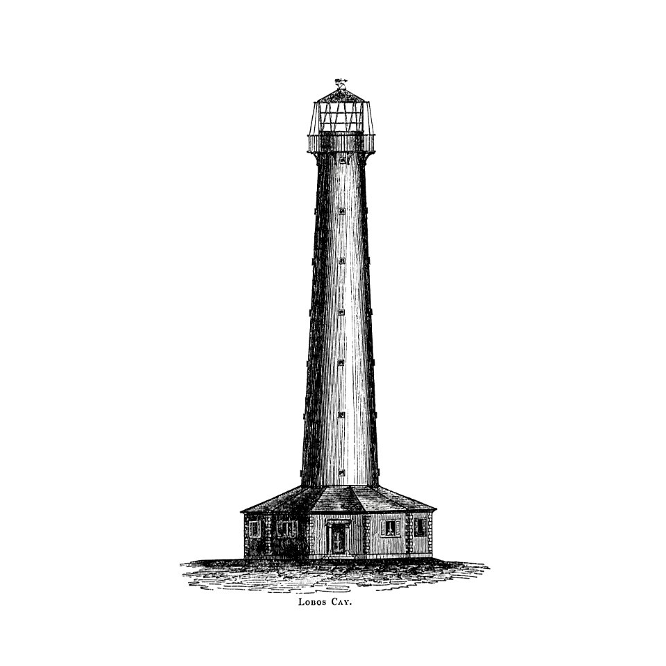 Lobos cay from Circular relating to Lighthouses, Lightships, Buoys, and Beacons (1863) published by Alexander Gordon.