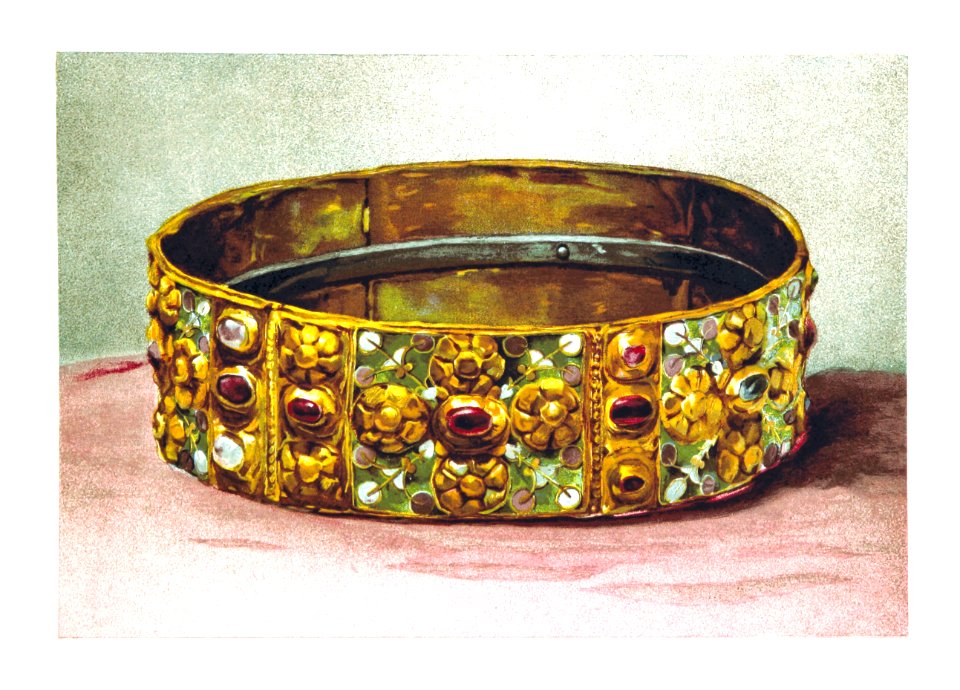 Crown of the Lombard kings, called Iron Crown, preserved in Monza from Chroniclers Of The History Of France From The Origins To The Sixteenth Century illustrated by D. Maillart (1884).. Free illustration for personal and commercial use.
