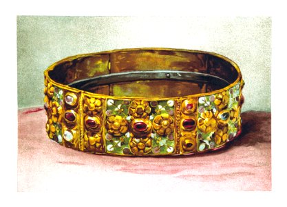 Crown of the Lombard kings, called Iron Crown, preserved in Monza from Chroniclers Of The History Of France From The Origins To The Sixteenth Century illustrated by D. Maillart (1884).