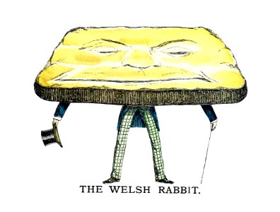 The Welsh rabbit from Un-Natural History Not Taught In Bored Schools, etc published by Simpkin, Marshall & Co. (1883).. Free illustration for personal and commercial use.