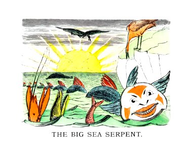 The big sea serpent from Un-Natural History Not Taught In Bored Schools, etc published by Simpkin, Marshall & Co. (1883).. Free illustration for personal and commercial use.