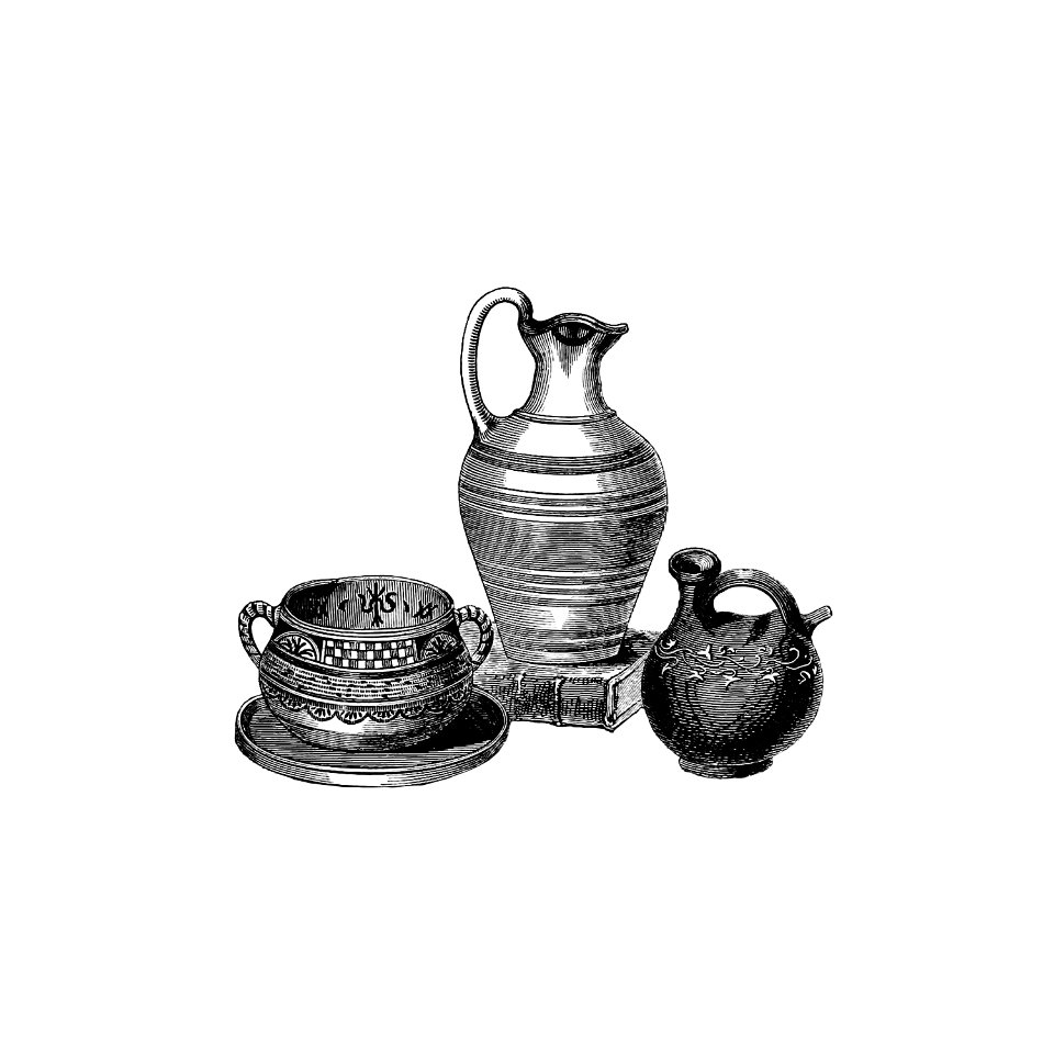 Group of ancient Roman vases from the western coast from Scenery, Science, And Art, Being Extracts From The Note Book Of A Geologist And Mining Engineer published by John Van Voorst (1854).
