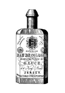 Cologne bottle from Jersey Illustrated, Etc, Appendix published by Jersey Commercial Association (1890).. Free illustration for personal and commercial use.