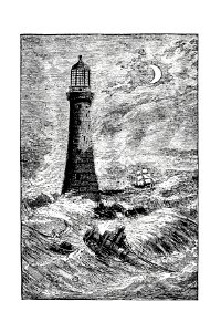 Eddystone lighthouse from All Among The Lighthouses, Or The Cruise Of The Goldenrod published by D. Lothrop & Co. (1886).. Free illustration for personal and commercial use.