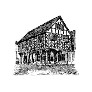 Ledbury Market House, An Episode Of The Wars Of The Roses... Third Edition published by W. North (1883).. Free illustration for personal and commercial use.
