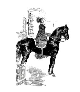 Lady on horseback from I, Thou, And The Other One. A Love Story, Etc published by T. Fisher Unwin (1899).. Free illustration for personal and commercial use.