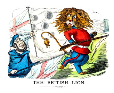 The British lion from Un-Natural History Not Taught In Bored Schools, etc published by Simpkin, Marshall & Co. (1883).. Free illustration for personal and commercial use.
