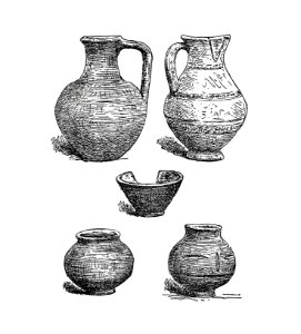 Antique potteries from Angouleme, History, Institutions And Monuments. L.P (1885).. Free illustration for personal and commercial use.