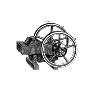 Lever pattern with wheels and pulley from Articles On The Geology Of North America And Other Subjects, Reprinted From Various Periodicals (1895).. Free illustration for personal and commercial use.