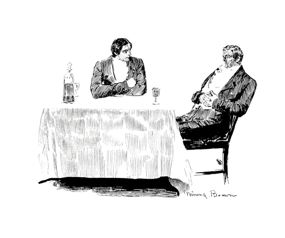 Gentlemen drinking together from Verses For I, Thou, And The Other One. A Love Story, Etc published by T. Fisher Unwin (1899).
