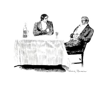 Gentlemen drinking together from Verses For I, Thou, And The Other One. A Love Story, Etc published by T. Fisher Unwin (1899).. Free illustration for personal and commercial use.