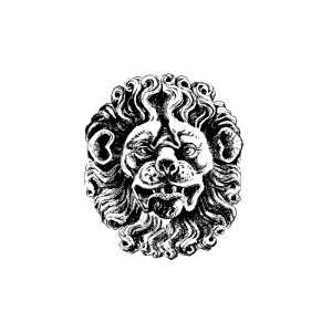 Lion head from Patrician And Lviv Burghers In The 16th Century. i. XVII. Age... Second Edition published by We Lwowie (1892).. Free illustration for personal and commercial use.