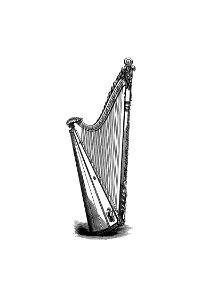 Harp from The Literary Remains Of The Rev. Thomas Price published by Llandovery (1854).. Free illustration for personal and commercial use.